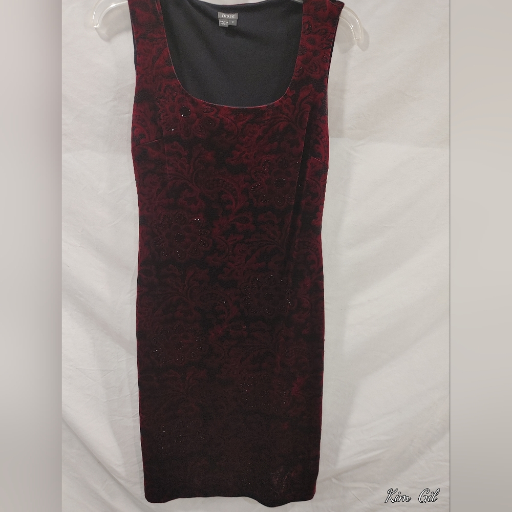 Burgundy / Black velvet dress